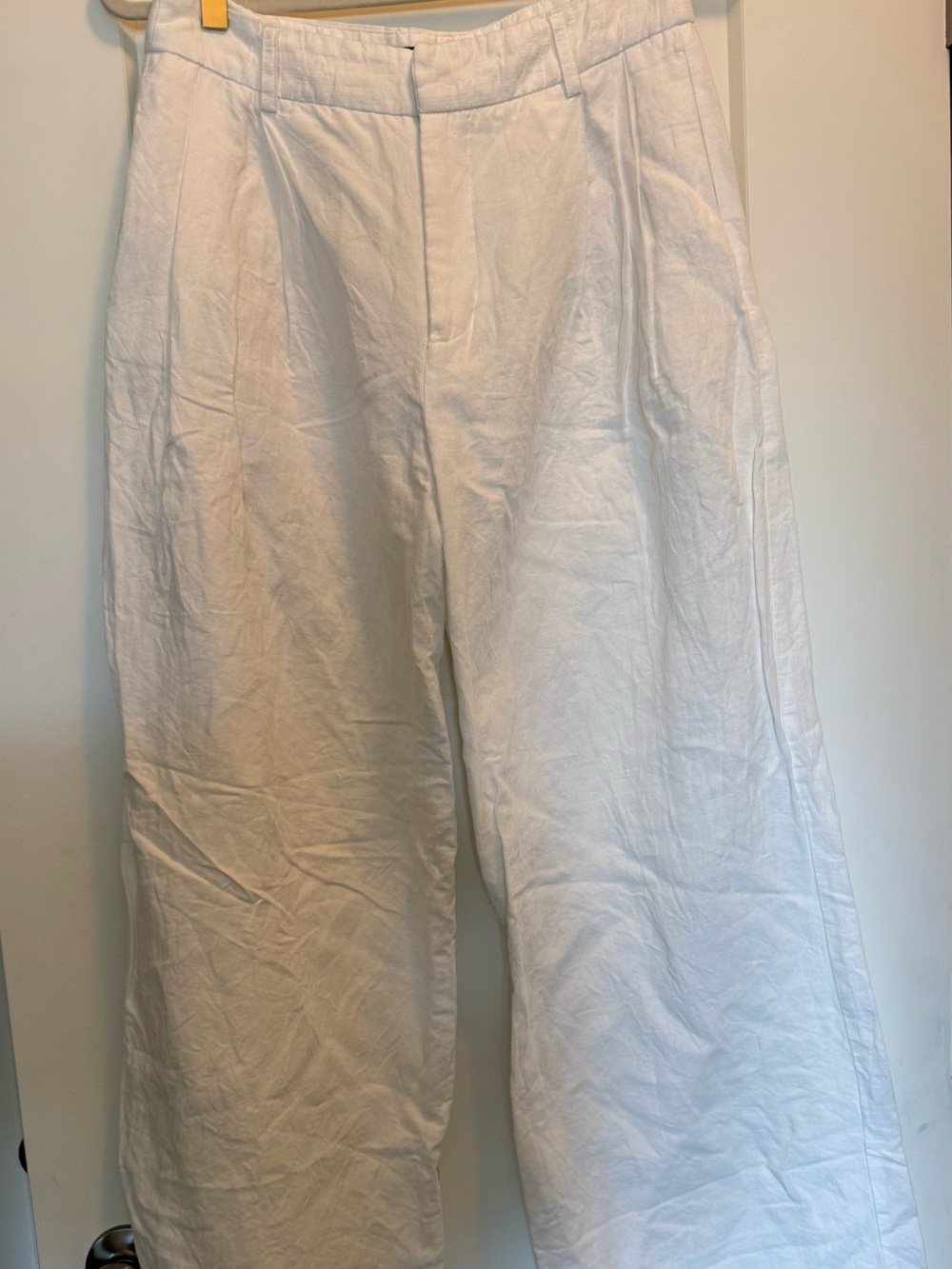 Zara White Wide-Leg Linen Trousers